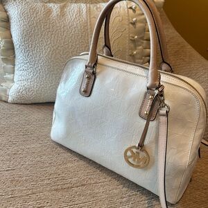 MICHAEL Michael Kors Cream Satchel with Metallic Accents